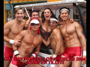 Van Darkholme and friends at the Pride Parade in Los Angeles 2004