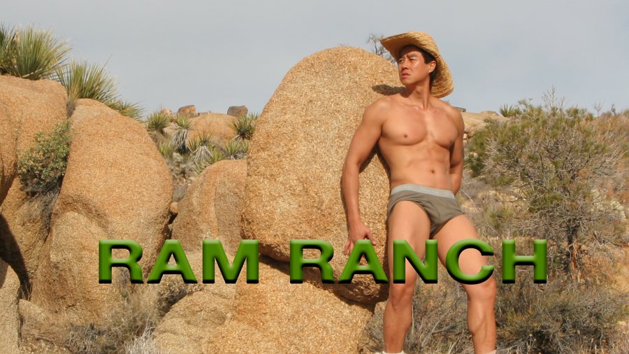 Van Darkholme posing as a sexy cowboy in the desert